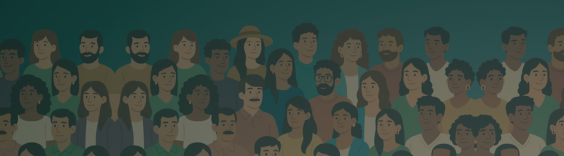 Multiple people looking front face